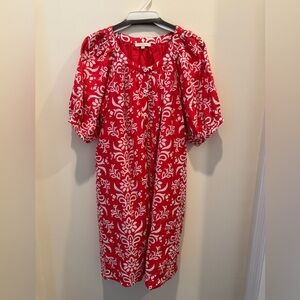 Skies Are Blue Red and White Floral Midi Dress